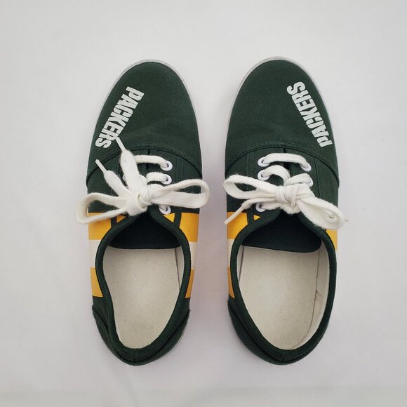 Green Bay Packers Canvas Lace-Up Shoes Women's 6.5 I ❤️ THE PACKERS - Picture 1 of 7